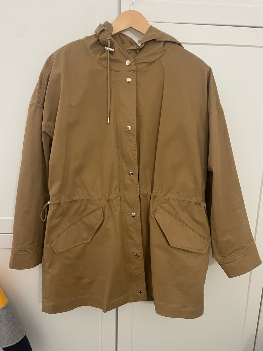 Mango Hooded Utility Jacket in Khaki Brown